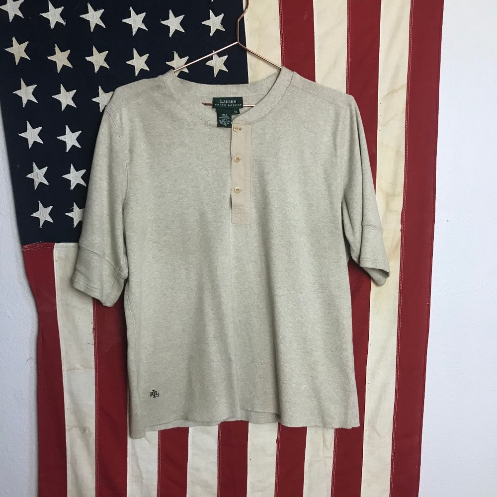 Lauren Ralph Lauren Cotton 3/4 Sleeve Cotton Top